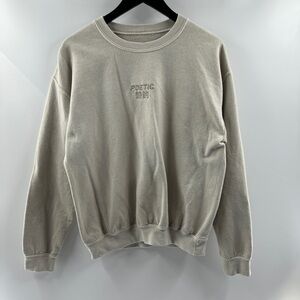 Ripple Tan Beige Crewneck Embroidered “Poetic” Pullover Size Small